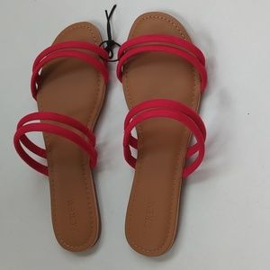 J. Crew Seaside Strappy Summer Flats Sandals 10 Red
